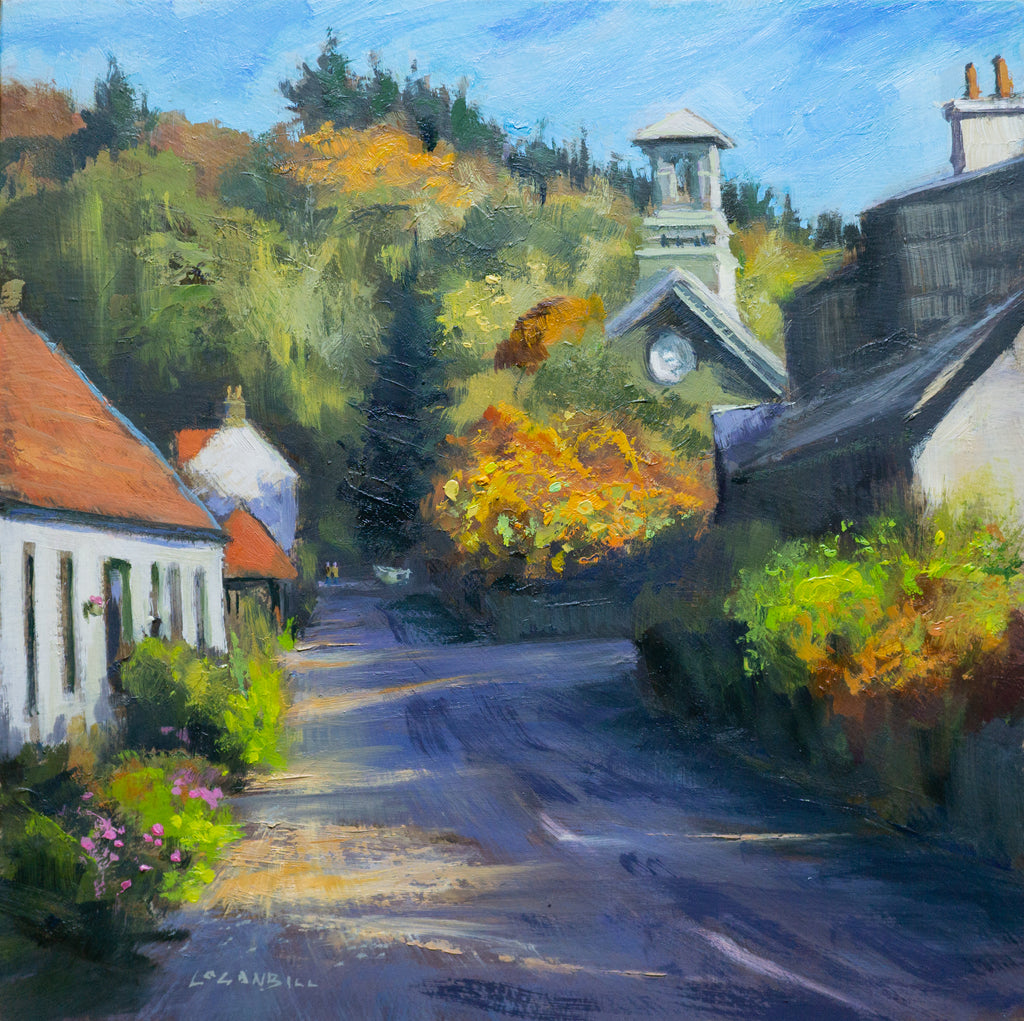 Clachan Autumn Gold, Scottish landscape oil painting 